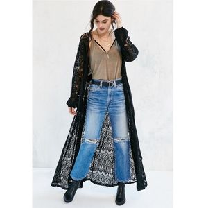 Free People Black Lace Duster Jacket
